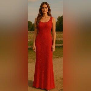 Vintage y2k debut maxi fully beaded red dress